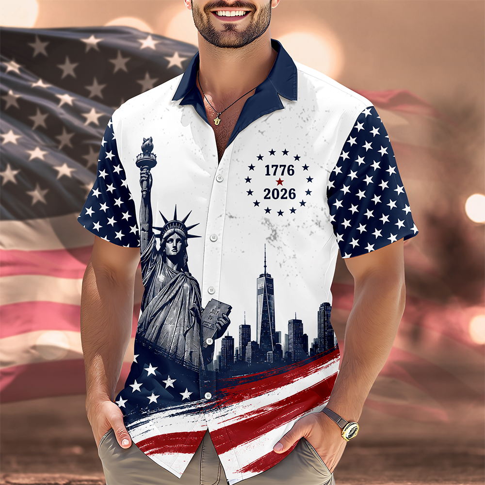 Personalized Statue of Liberty Hawaiian Shirt Custom Gift for 4th of July HN590 - AOP Hawai Shirt GradoCreations