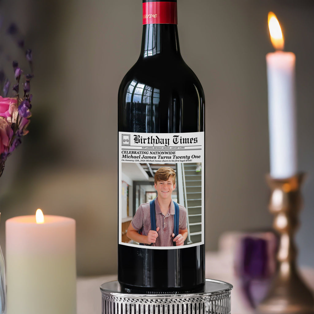 Personalized Photo Birthday Wine Label Custom Gift Decor HN590 - Wine Label GradoCreations