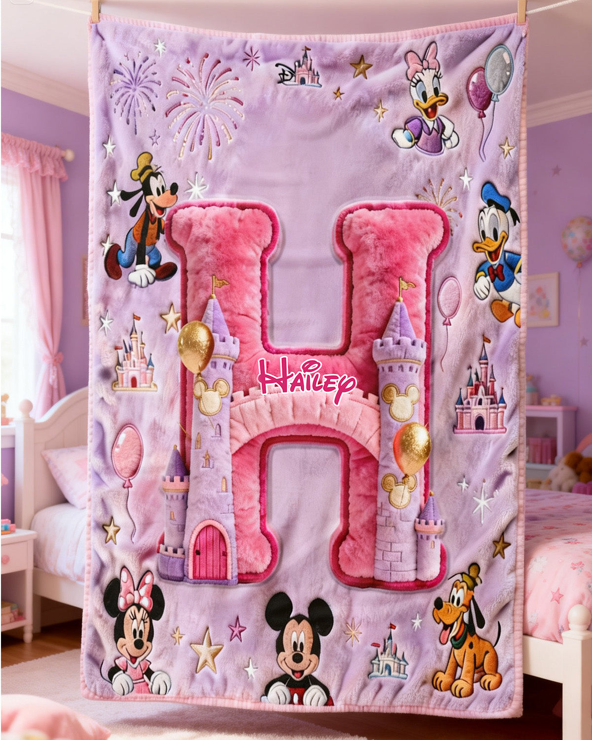 Personalized Princess Castle Blanket Custom Name Gift for Girls Blanket GradoCreations