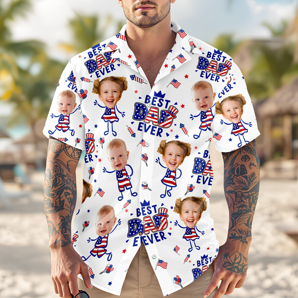 Personalized Hawaiian Shirt USA Flag Gift for Dad - Father's Day HN590 - AOP Hawai Shirt GradoCreations