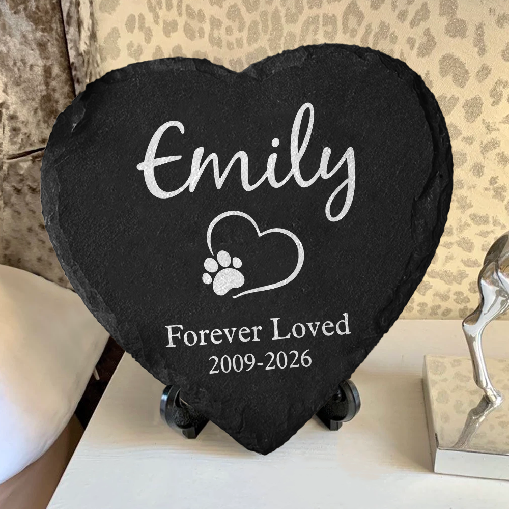 Personalized Heart Shaped Pet Memorial Grave Marker Stone Gift HN590 - Heart Shaped Stone GradoCreations