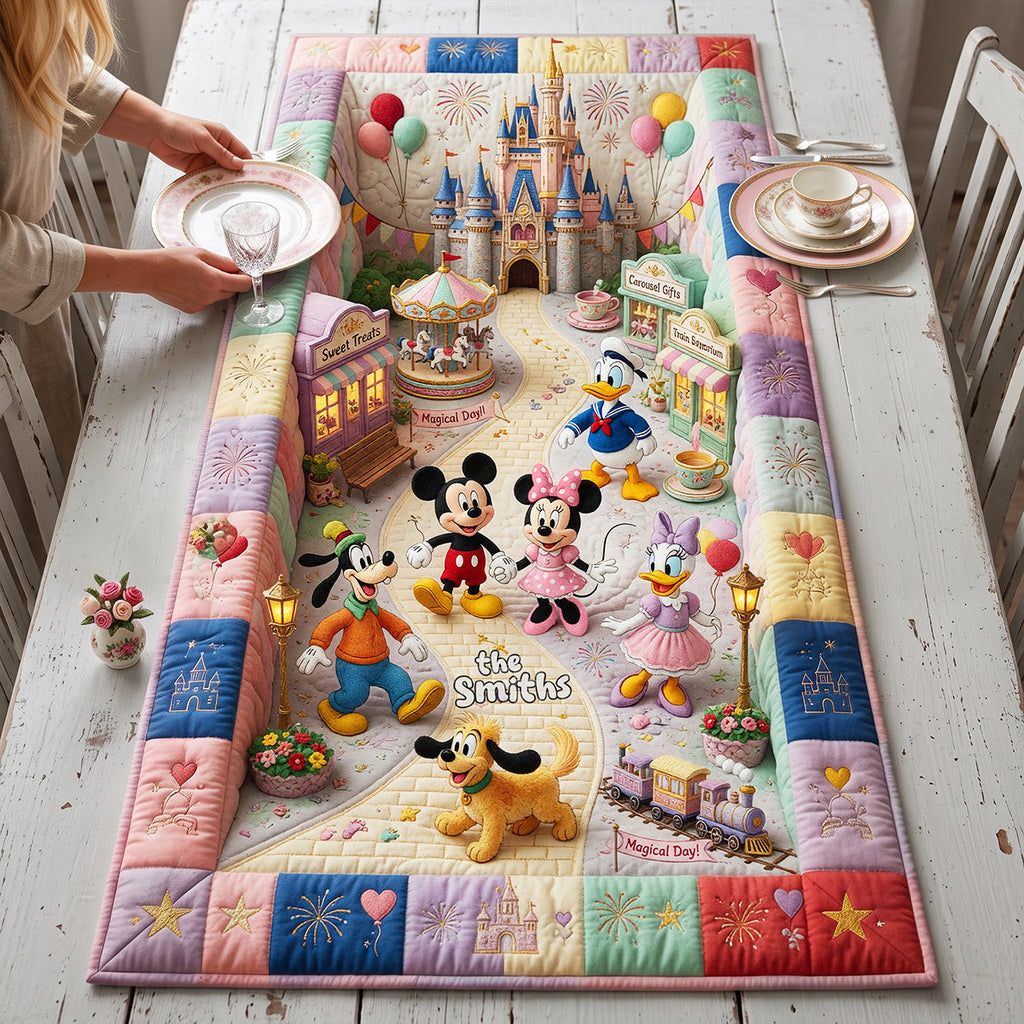 Personalized Disney Magic Mouse Table Runner Custom Family Gift Quilt Table Runner GradoCreations