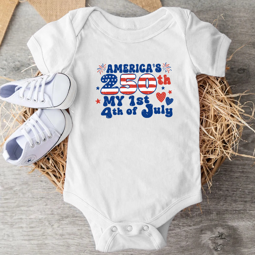 Personalized My 1st 4th of July Baby Onesie USA Gift Family HN590 - Baby Shirt GradoCreations
