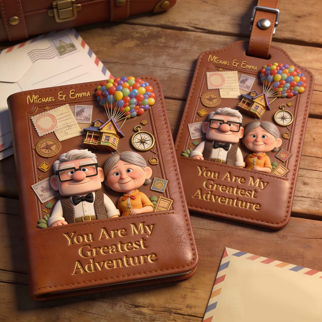 Personalized PU Leather Passport Holder & Luggage Tag Set Travel Gift for Couples