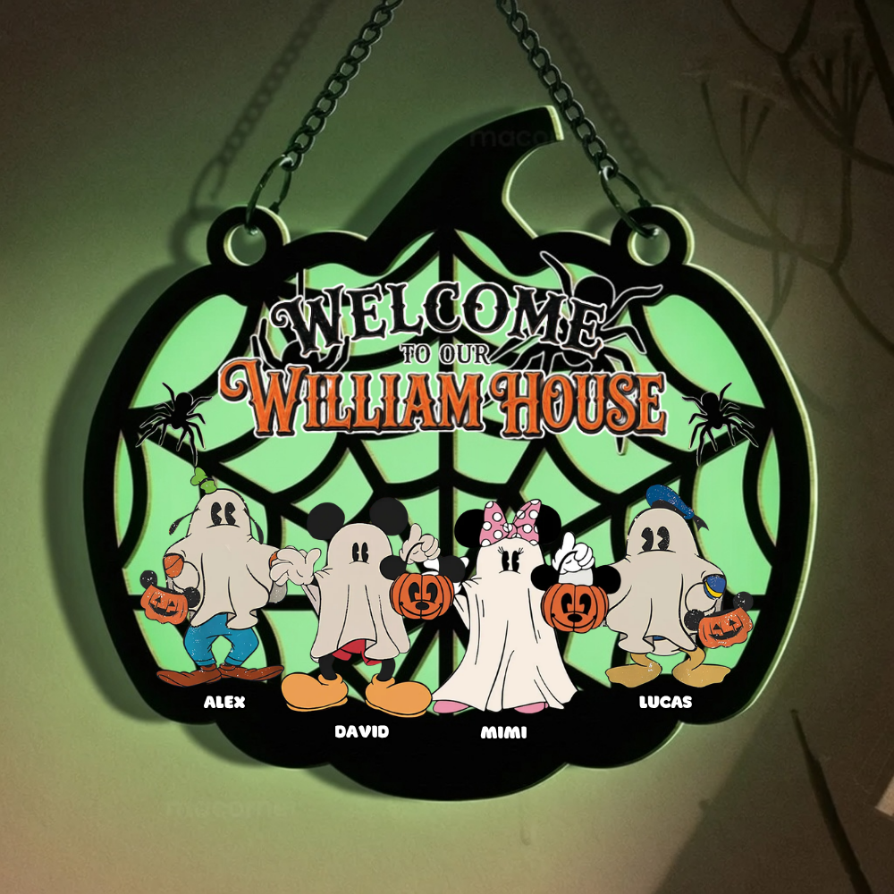 Personalized Luminous Halloween Wooden Sign Family Gift Luminous Wooden Sign GradoCreations