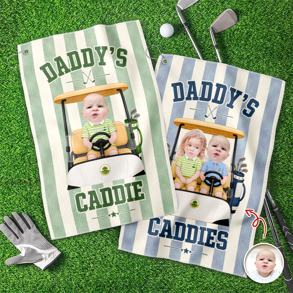 Personalized Photo Golf Towel Gift for Dad on Father's Day HN590 - Golf Towel GradoCreations