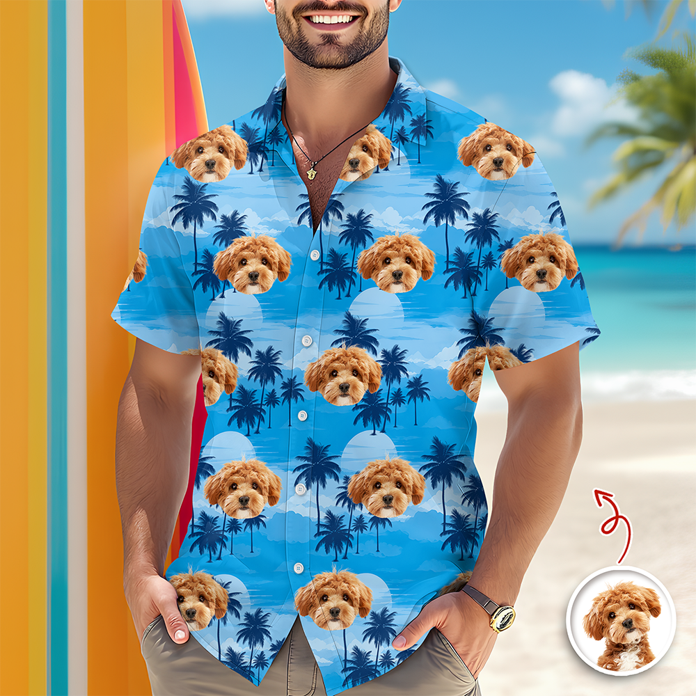 Personalized Hawaiian Shirt with Dog Face Custom Gift for Dog Dad HN590 - AOP Hawai Shirt GradoCreations