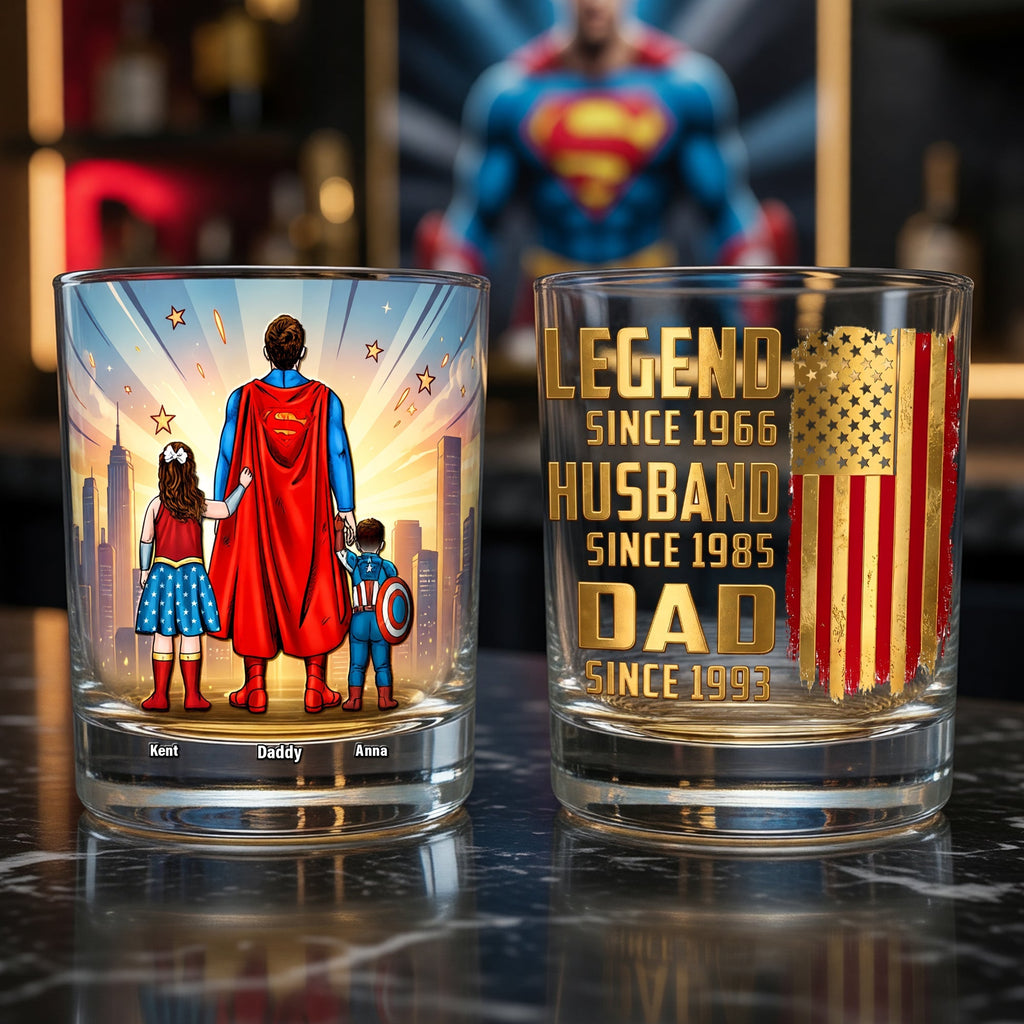Personalized Whiskey Glass Custom Name Gift for Dad Legend