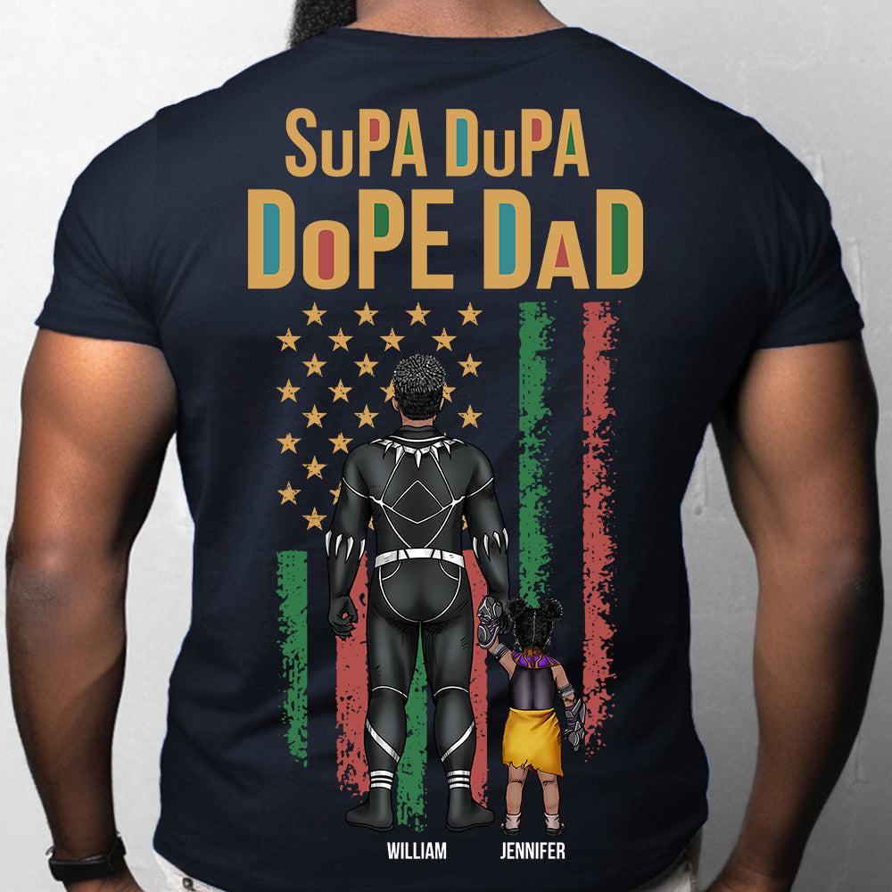 Personalized Super Hero Black Father Shirt Gift for Dad