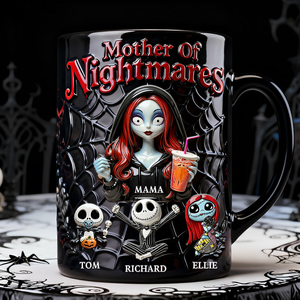 Personalized Horror-Themed Mug with Custom Names for Mom Mug GradoCreations