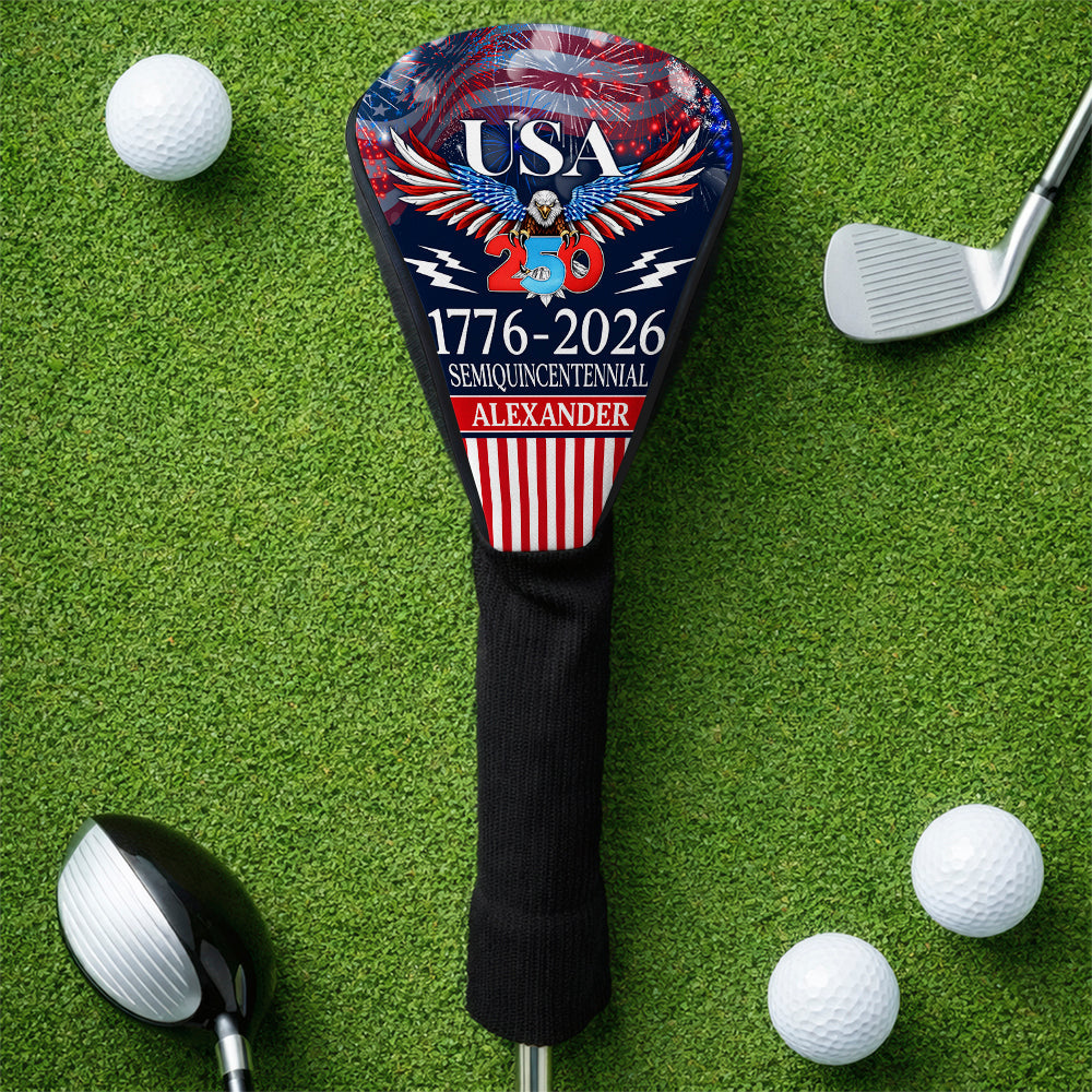 Personalized Golf Club Head Cover 250 Years America Gift for Dad HN590 - Golf Club Head Cover GradoCreations