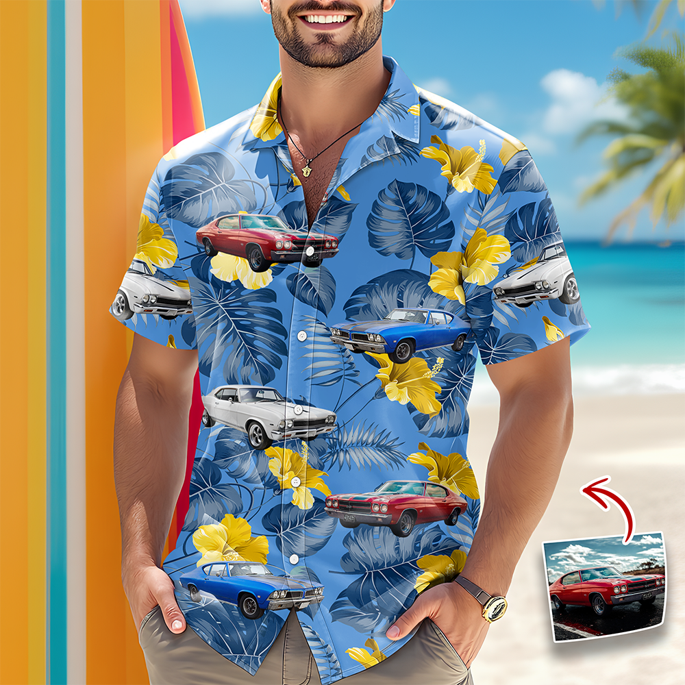 Custom Photo Hawaiian Shirt Unique Gift for Car Lovers Dad HN590 - AOP Hawai Shirt GradoCreations