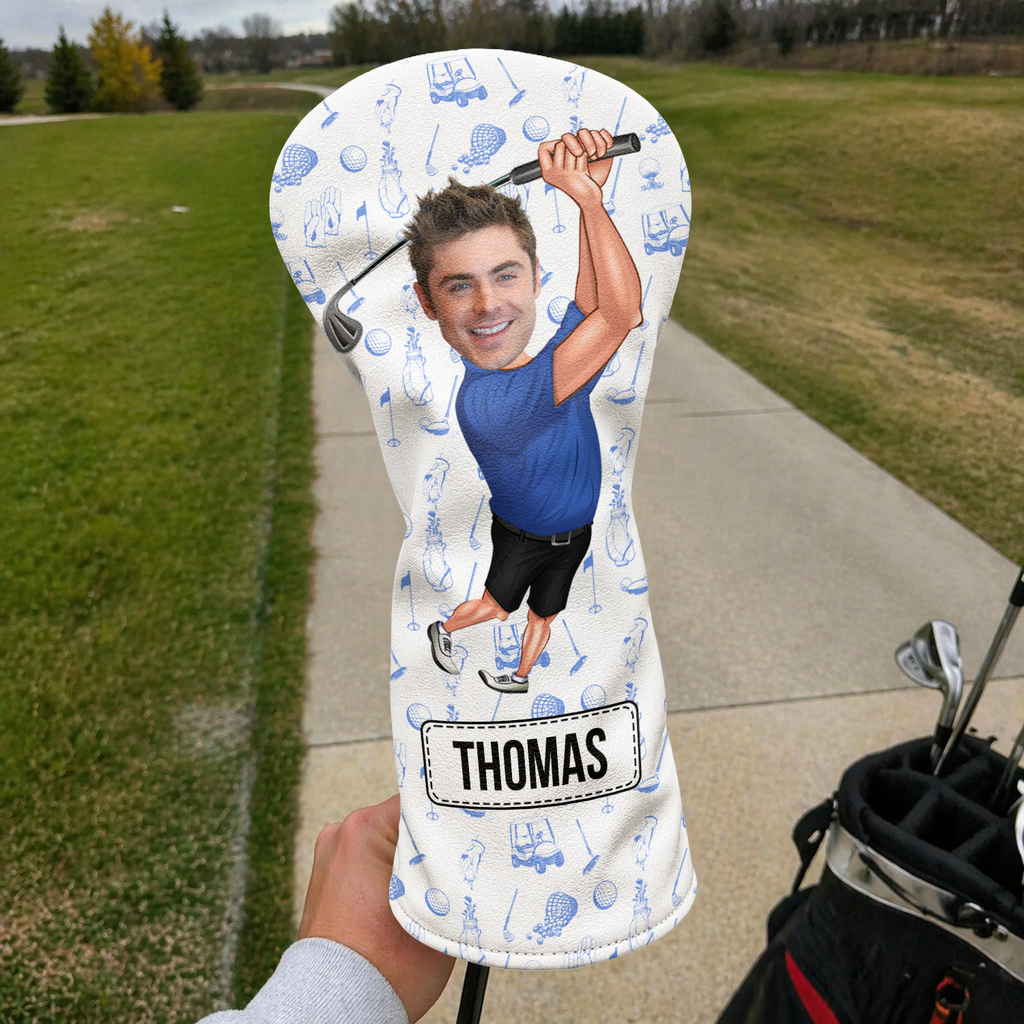 Personalized Funny Golfer Photo Golf Head Cover Unique Gift for Dad HN590 - Golf Head Cover GradoCreations
