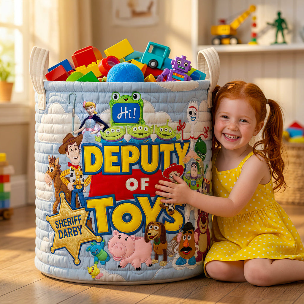 Personalized Kids Storage Basket Deputy of Toys Gift Idea