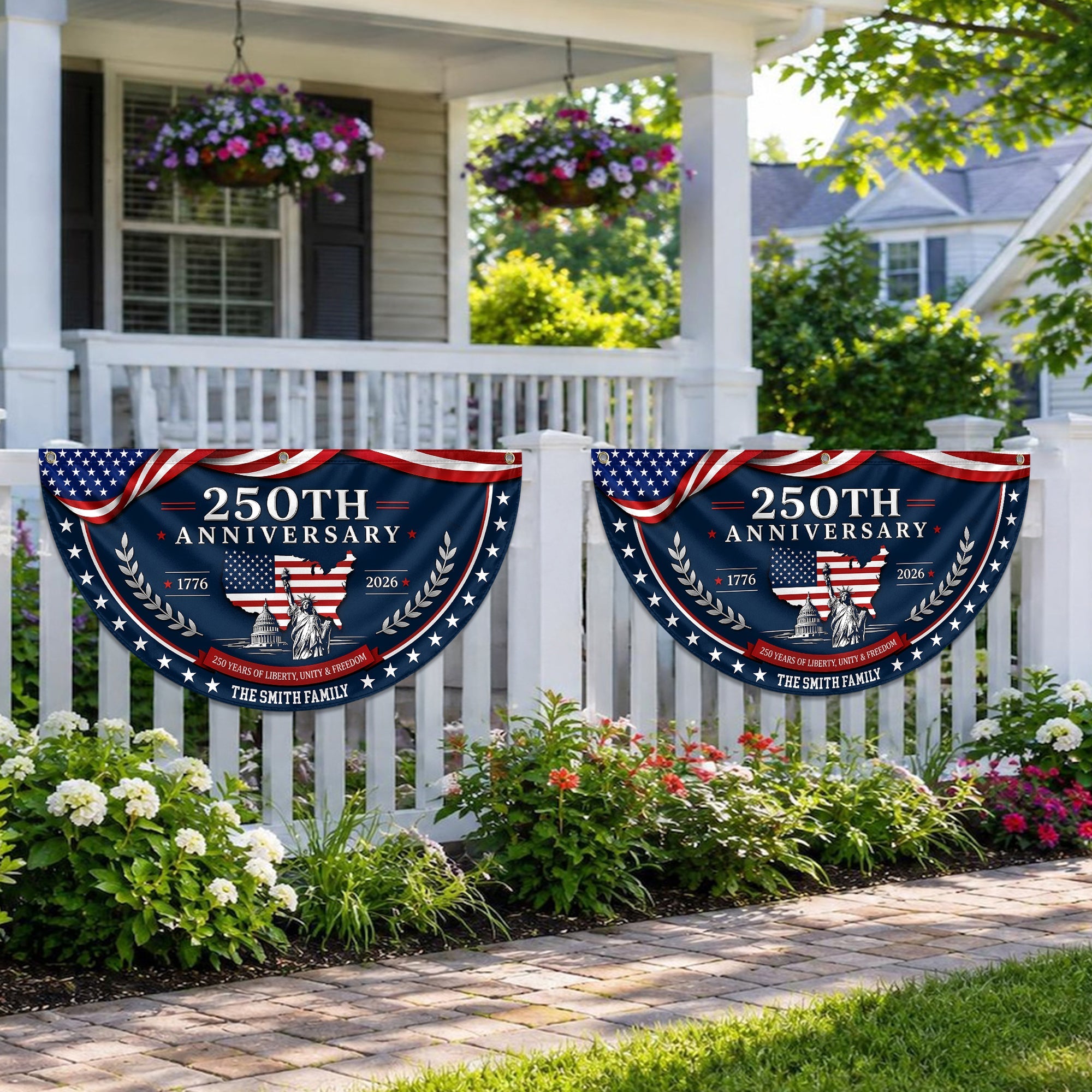 Personalized Family Name Flag 250 Years of Liberty Gift HN590 - Non-Pleated Fan Flag GradoCreations