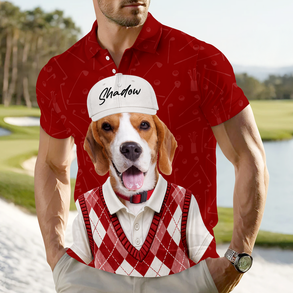 Personalized Pet Photo Polo Shirt for Dog Lovers Gift for Dad HN590 - Men's Polo Shirt GradoCreations