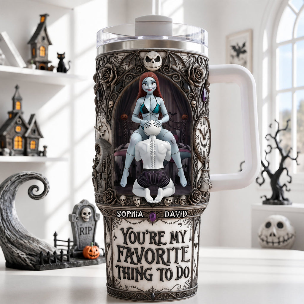 Personalized Tumbler with Handle Unique Halloween Gift for Couples Tumbler GradoCreations