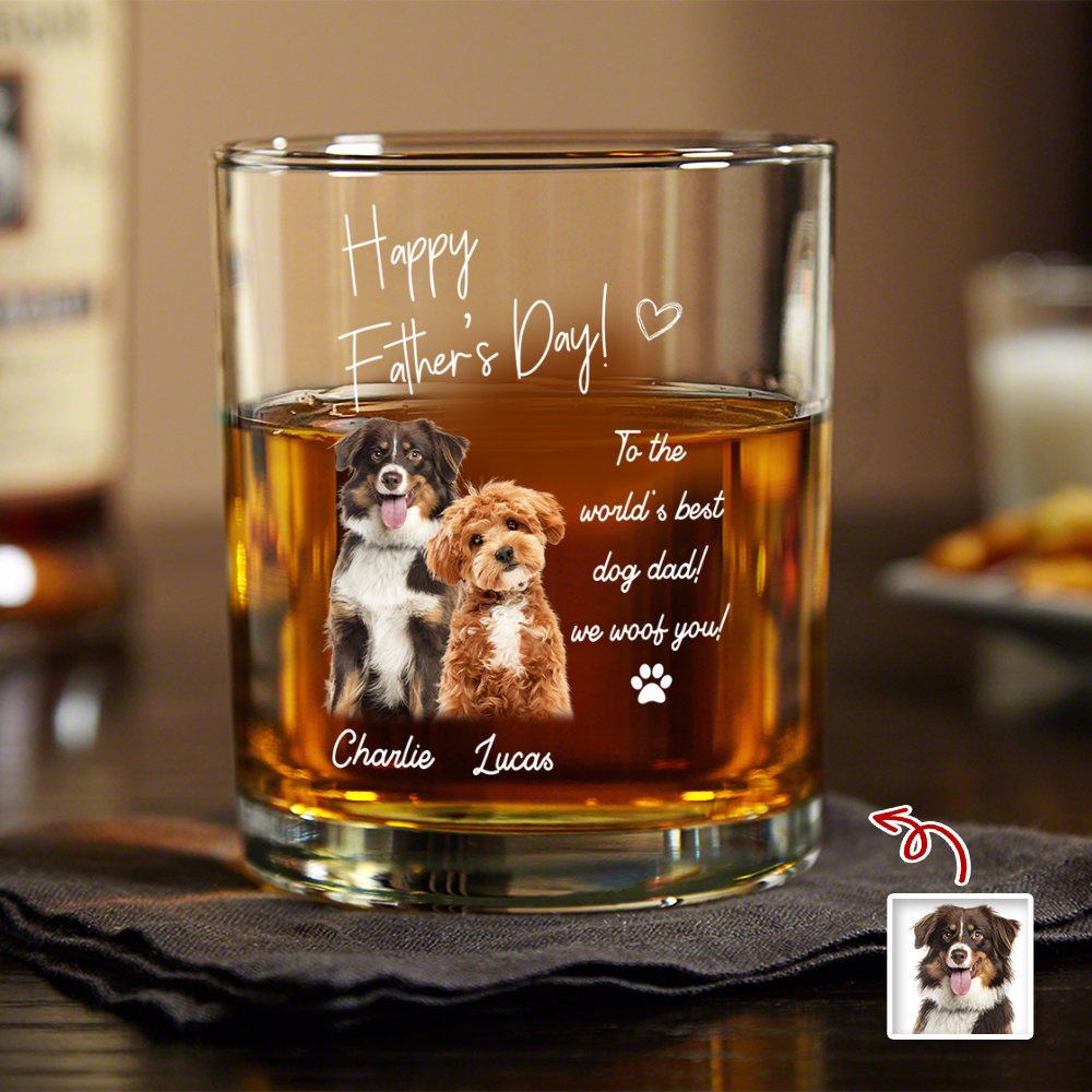 Custom Photo Whiskey Glass Gift for Dog Dad | Father's Day HN590 - Print Rock Glass GradoCreations