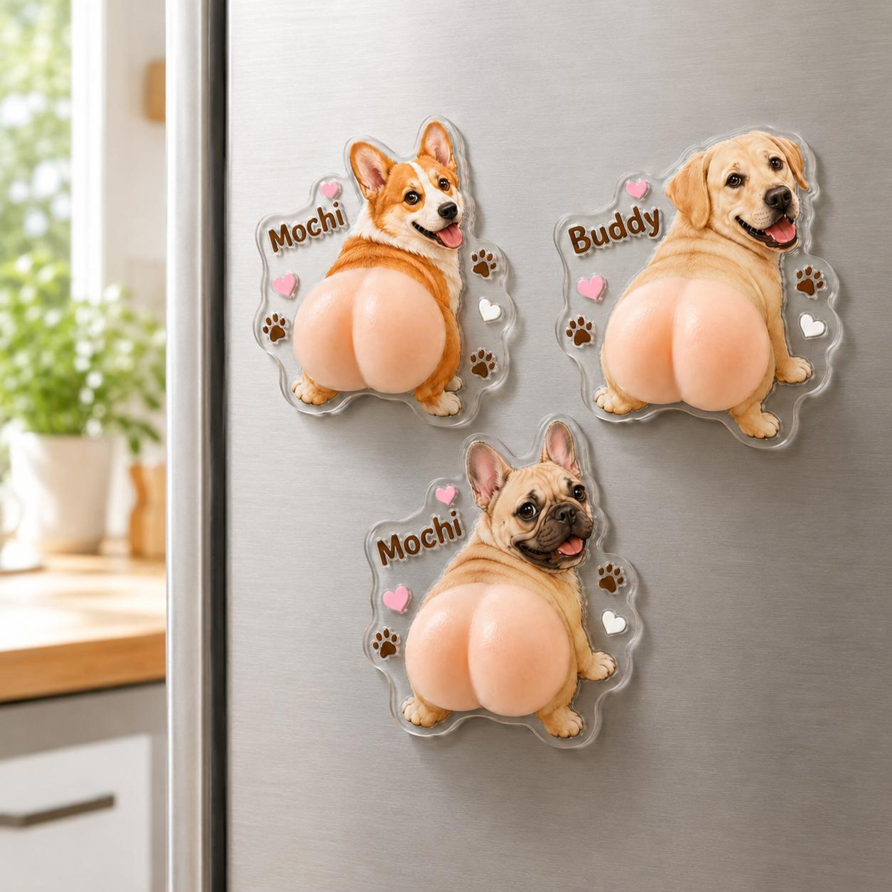 Custom Pet Photo Squishy Fridge Magnet Gift for Dog Lovers HN590 - Acrylic Squishy Fridge Magnet Fix GradoCreations