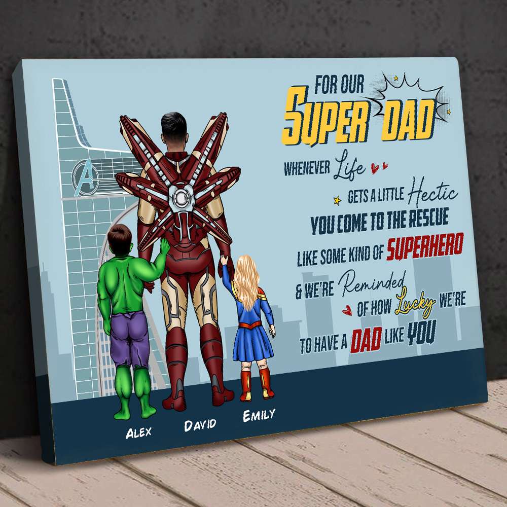 Personalized Superhero Canvas Poster Gift for Dad | Father's Day