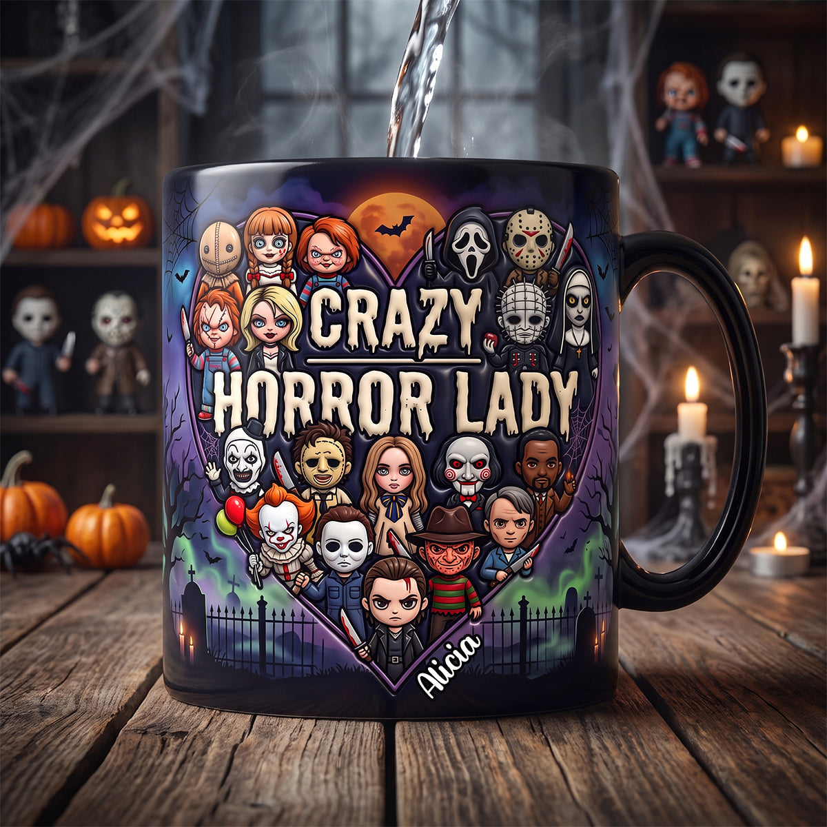Personalized Crazy Horror Mug Gift for Horror Lovers - Custom Name Mug GradoCreations