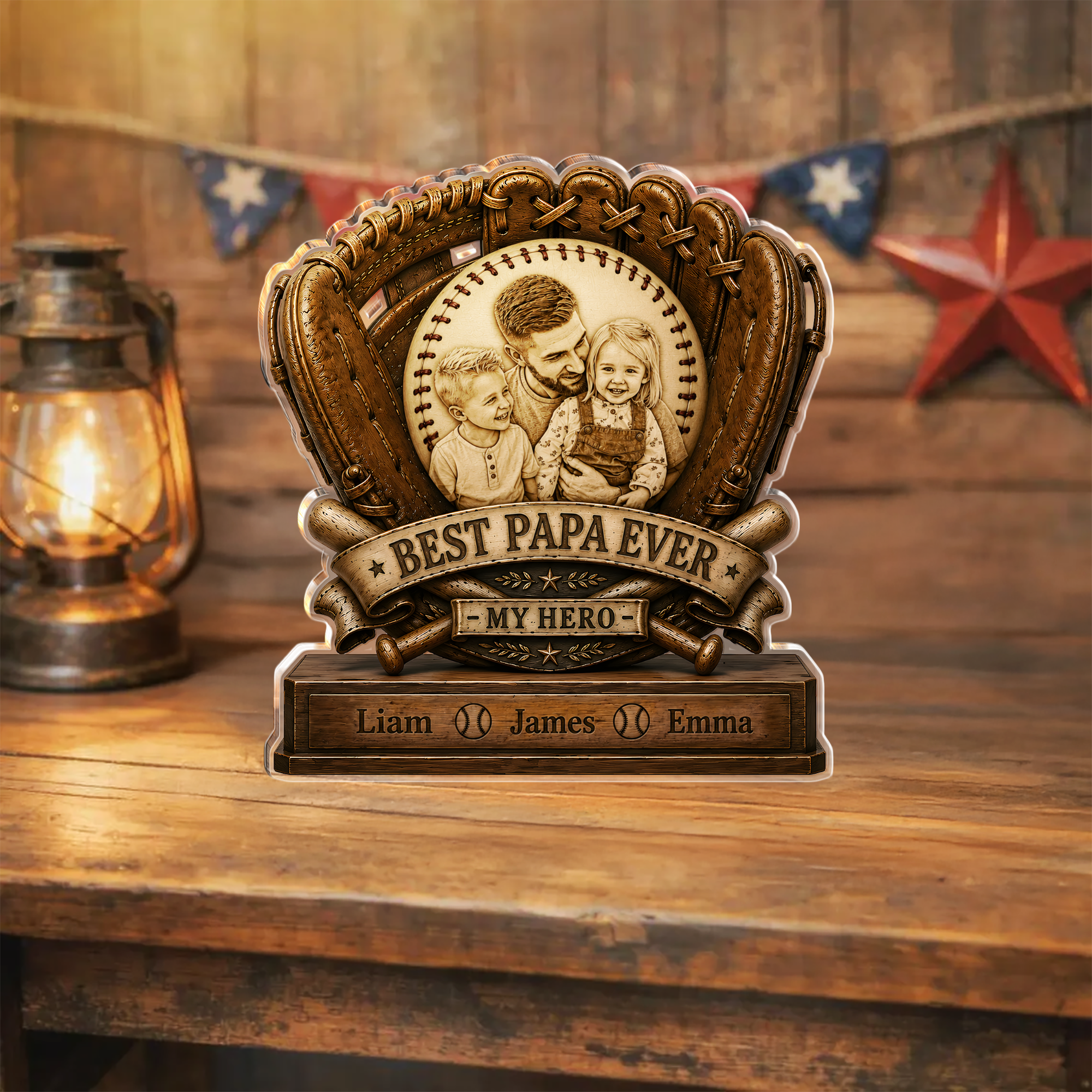 Personalized Baseball Acrylic Block Plaque Best Dad Ever Gift HN590 - Acrylic Block Plaque fix GradoCreations