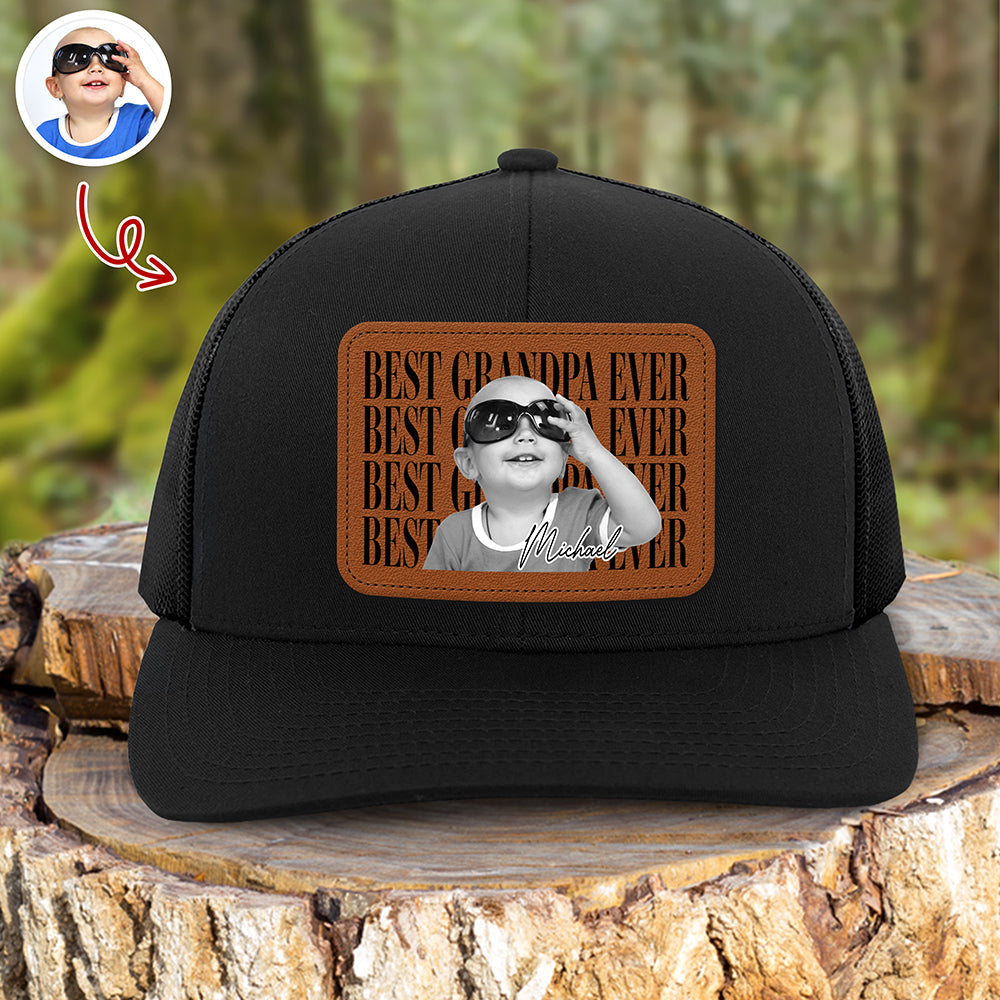 Personalized Leather Patch Hat Best Dad Ever Gift for Father's Day HN590 - Leather Patch Hat GradoCreations