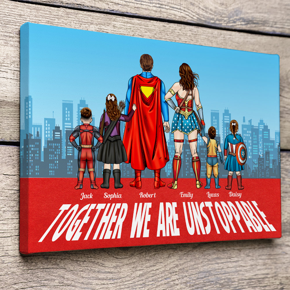 Personalized Superhero Family Poster Canvas Gift for Home