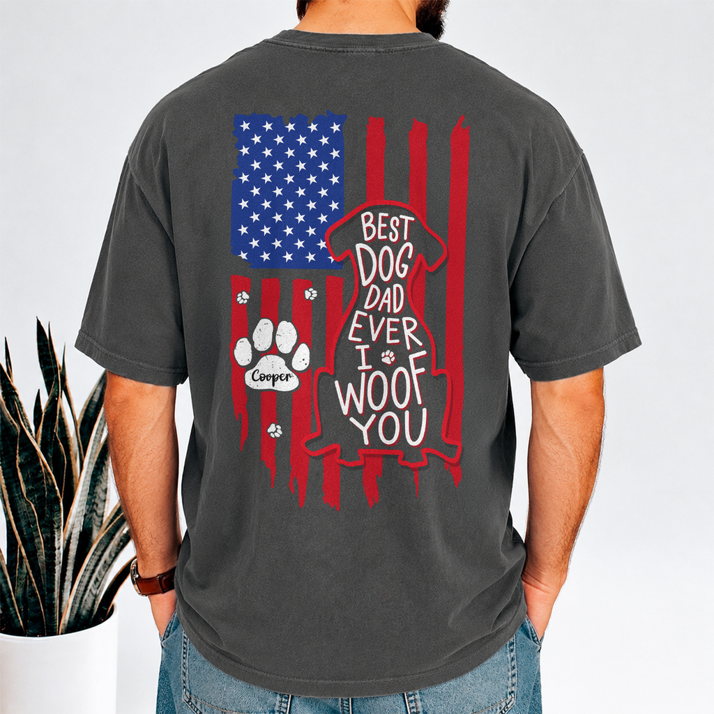 Personalized We Woof You Dog Dad Comfort Shirt Gift for Dad Comfort Shirt Back GradoCreations