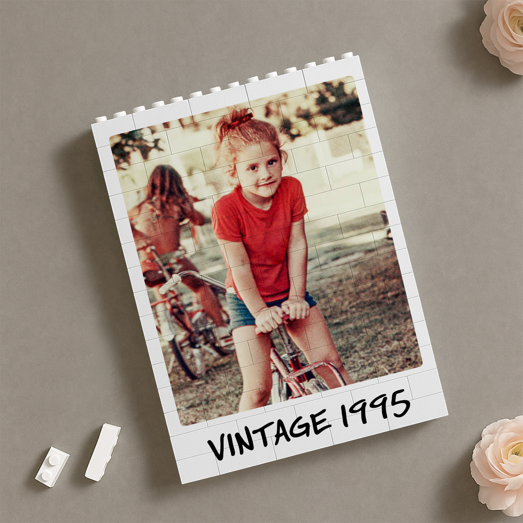 Personalized Photo Vintage Building Block Birthday Gift for Him/Her HN590 - Building Blocks GradoCreations