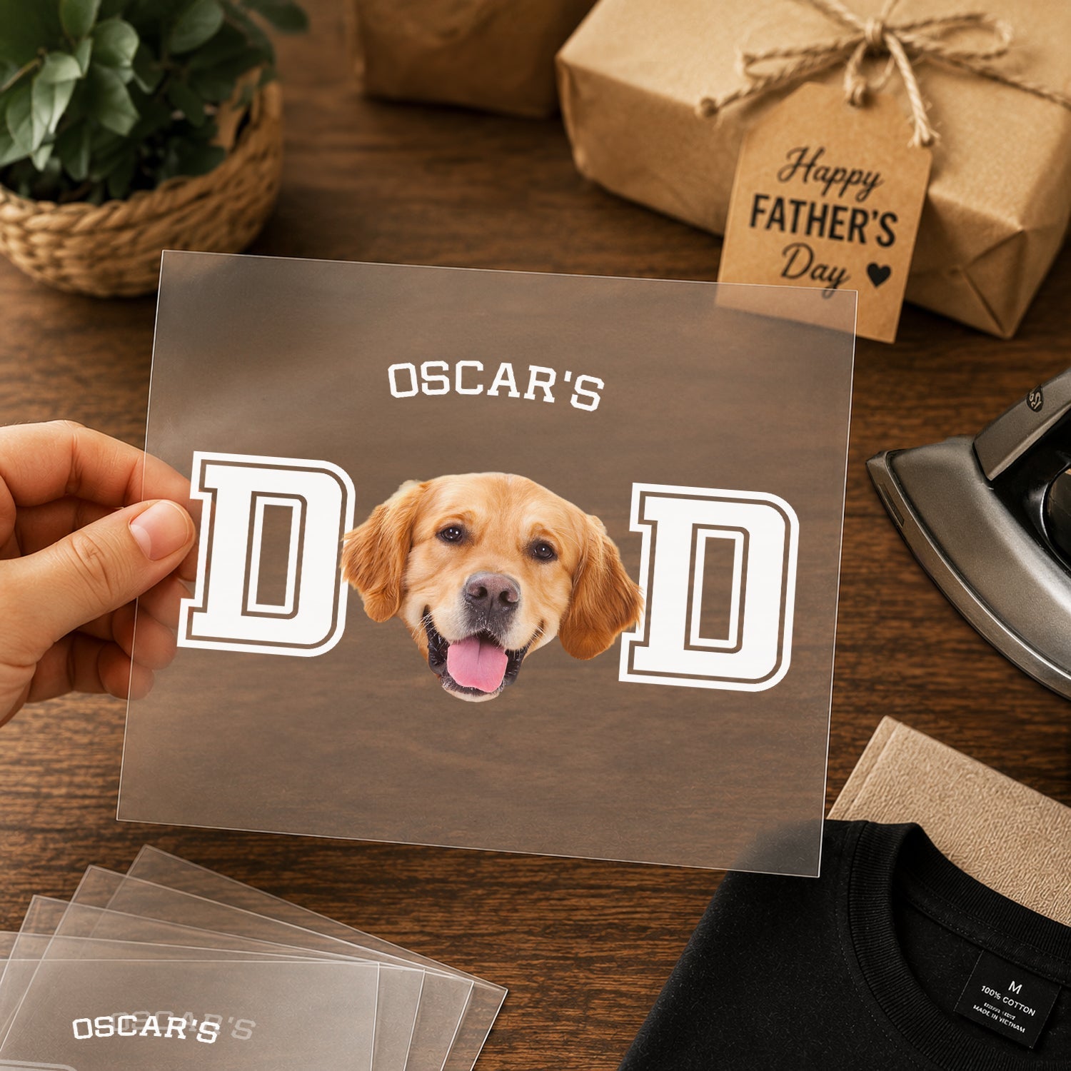 Personalized Photo DTF Transfer for Dog Dad Gift Idea HN590 - DTF Transfer different design GradoCreations