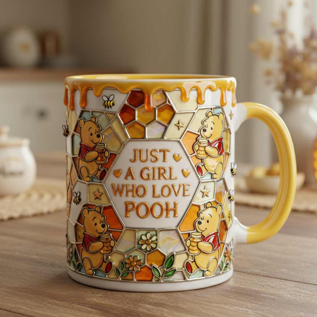 Personalized Honey Bear Accent Mug Gift for Her - Cute Pooh Design Mug GradoCreations