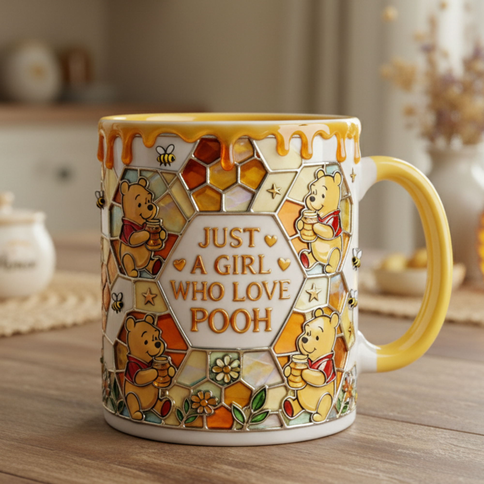 Personalized Honey Bear Accent Mug Gift for Her - Cute Pooh Design Mug GradoCreations