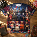 Personalized Horror Characters T-Shirt Gift for Halloween Lovers AOP Tshirt GradoCreations