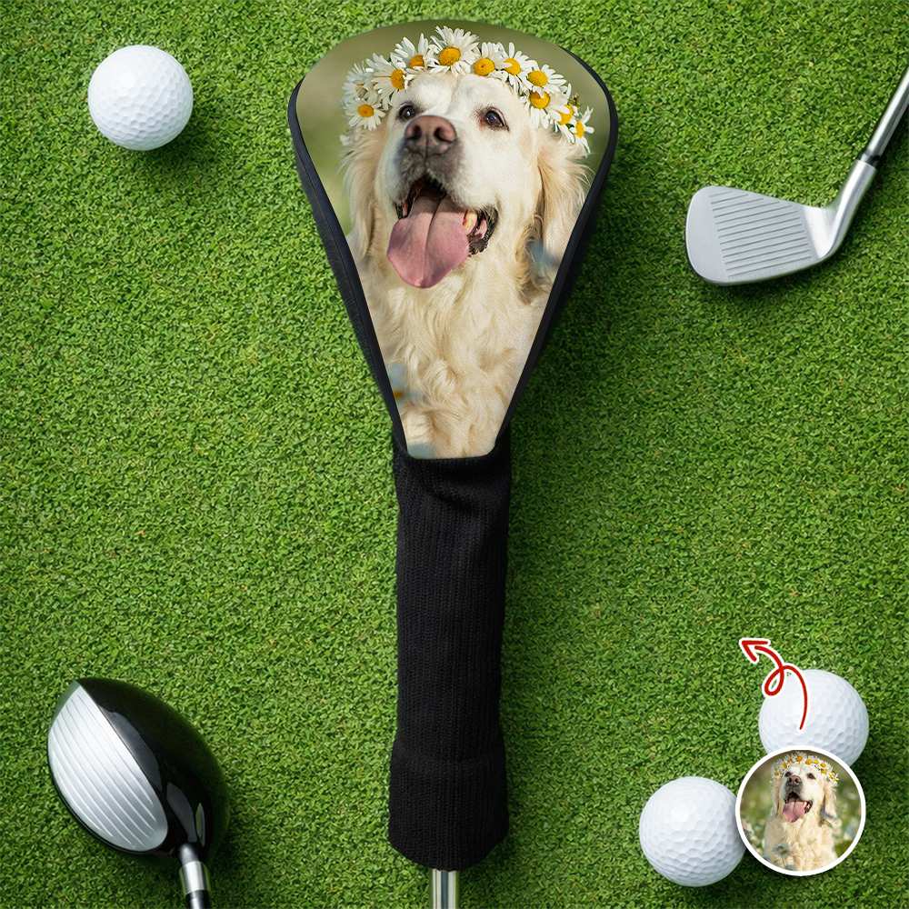 Personalized Photo Golf Club Head Cover Custom Gift for Dog Dad HN590 - Golf Club Head Cover GradoCreations