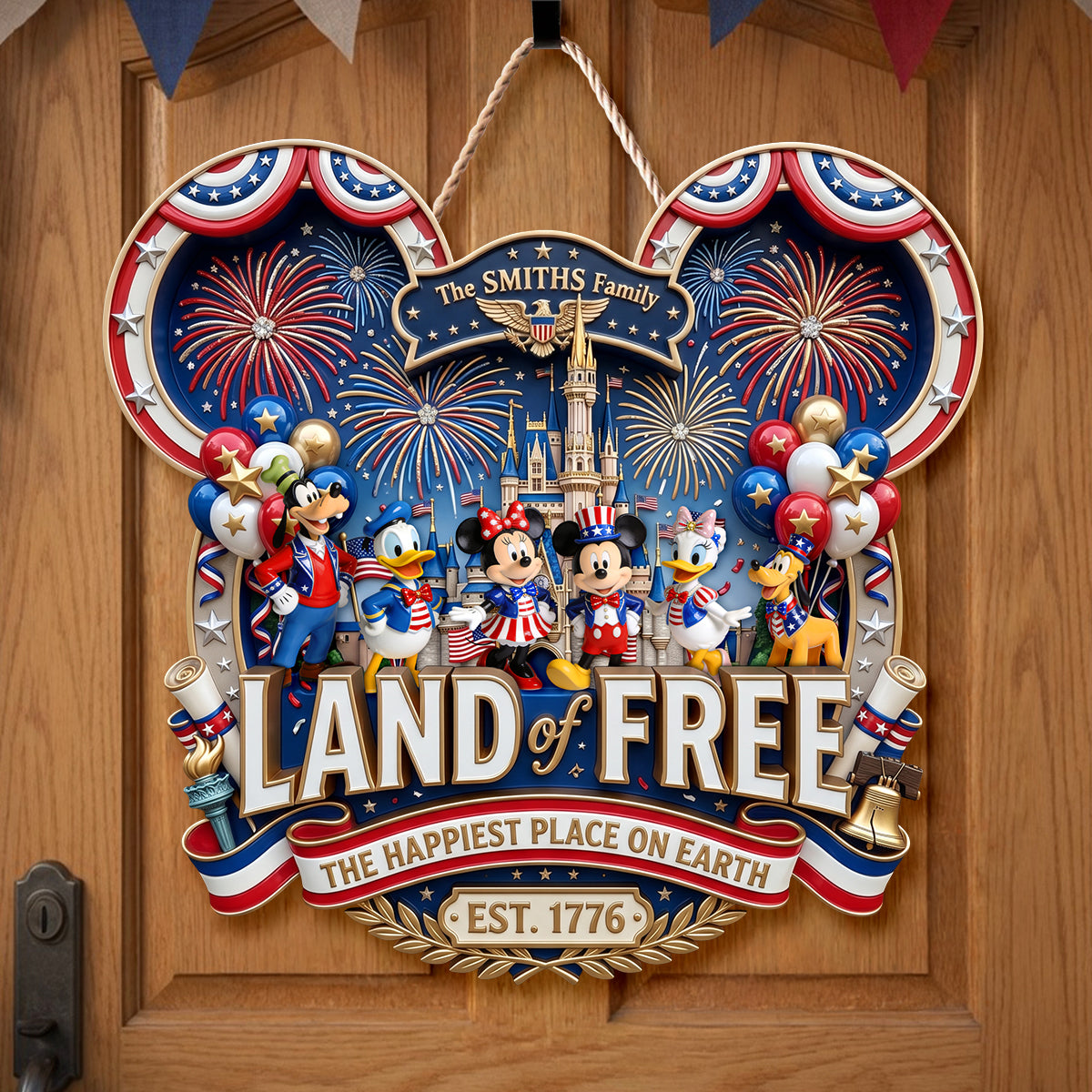 Personalized Land of Free Wood Sign Family Gift for Home Decor