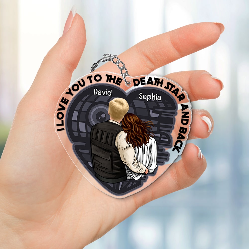Personalized Death Star Acrylic Keychain Unique Gift for Couple