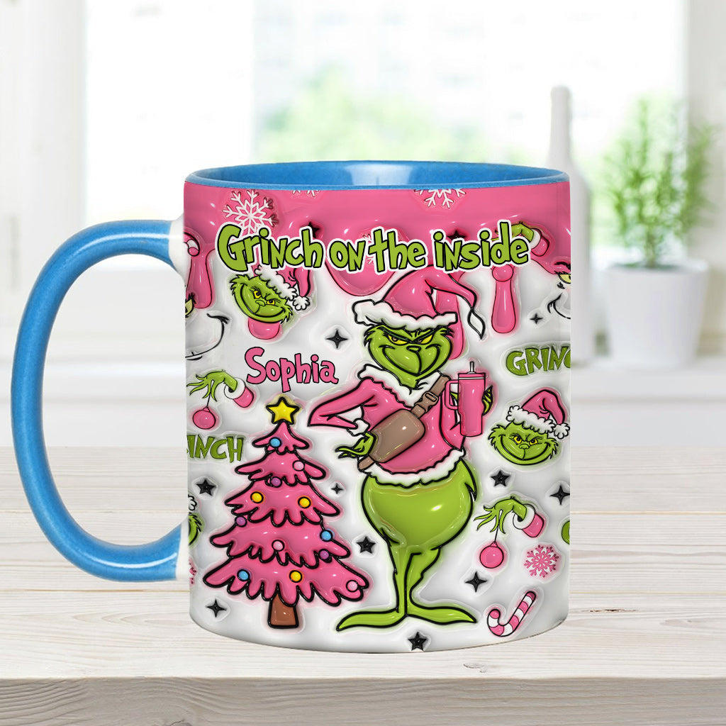 Personalized Grinch Accent Mug Custom Name Holiday Gift Accent Mug GradoCreations