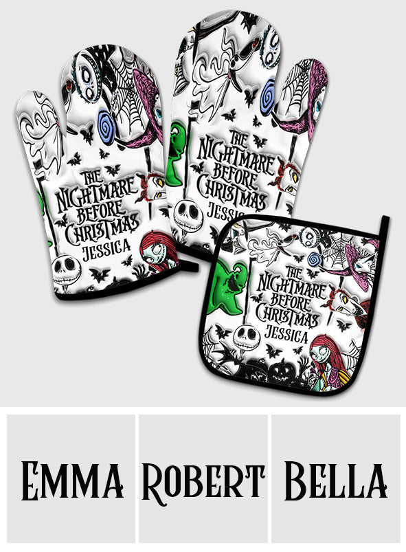 Personalized Nightmare Before Christmas Oven Mitts & Pot Holder Set Gift Idea Oven Mitts & Pot Holder Set GradoCreations