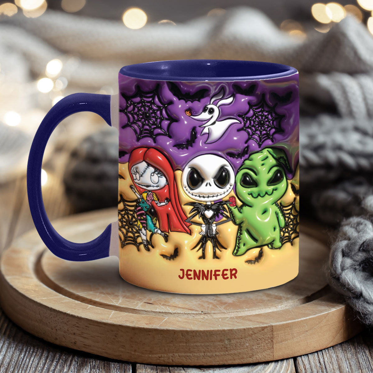 Personalized Nightmare Accent Mug Custom Name Gift for Halloween Accent Mug GradoCreations
