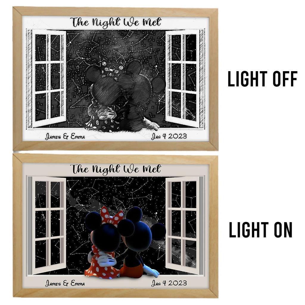 Personalized Night Star Map Light Photo Frame for Couples Light Photo Frame GradoCreations