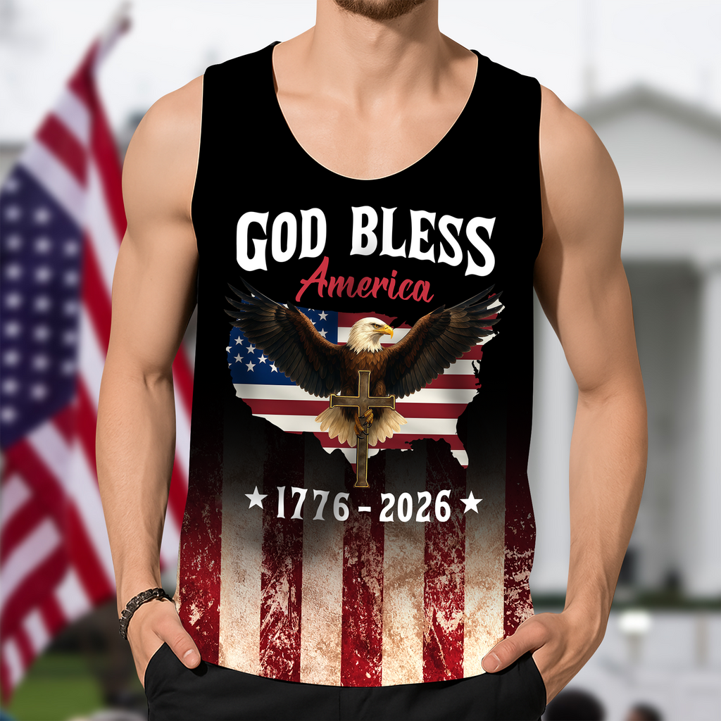 Personalized Patriotic Eagle Tank Top Custom Name Gift for Dad HN590 - 3D Tanktop GradoCreations