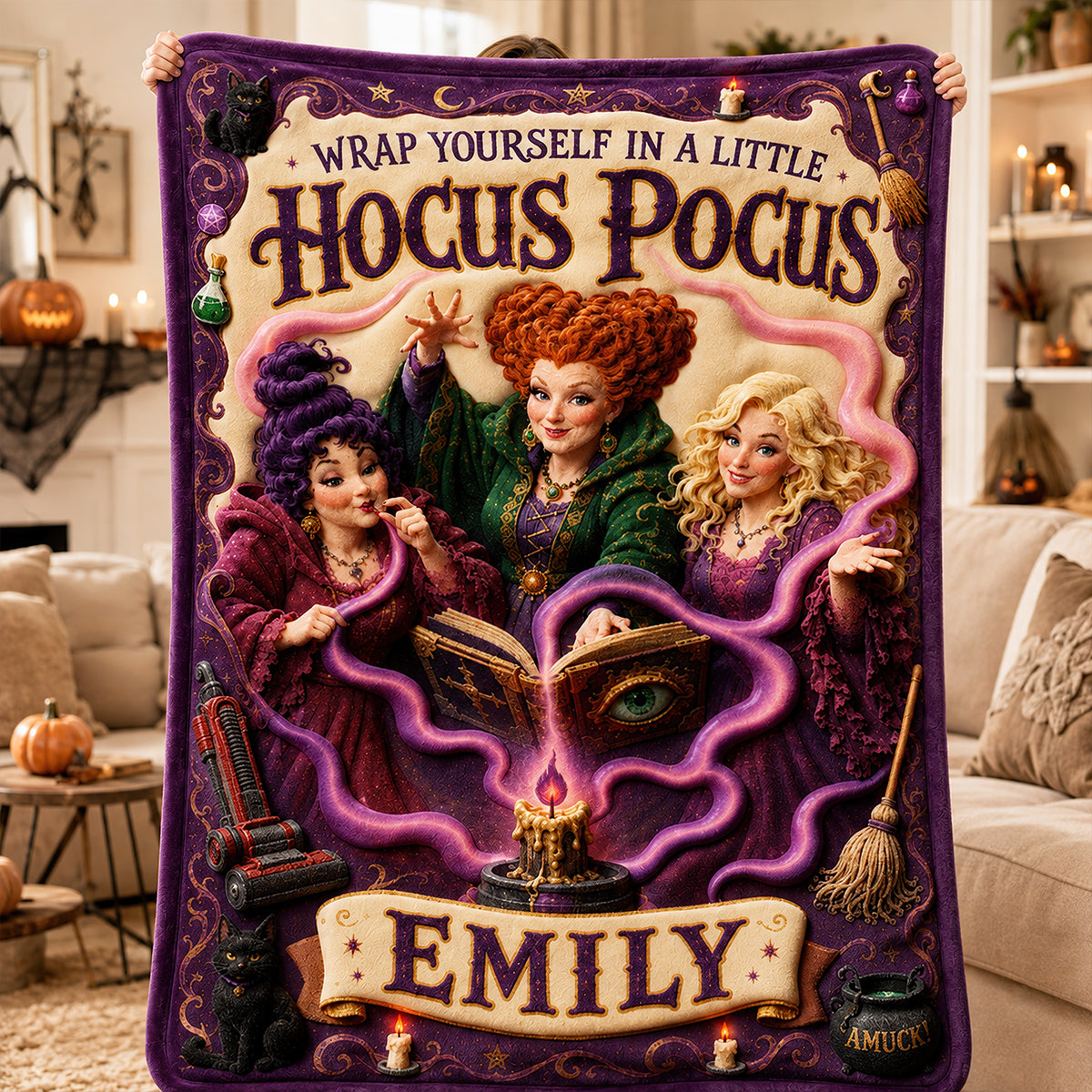 Personalized Hocus Pocus Halloween Blanket Custom Name Gift Blanket GradoCreations