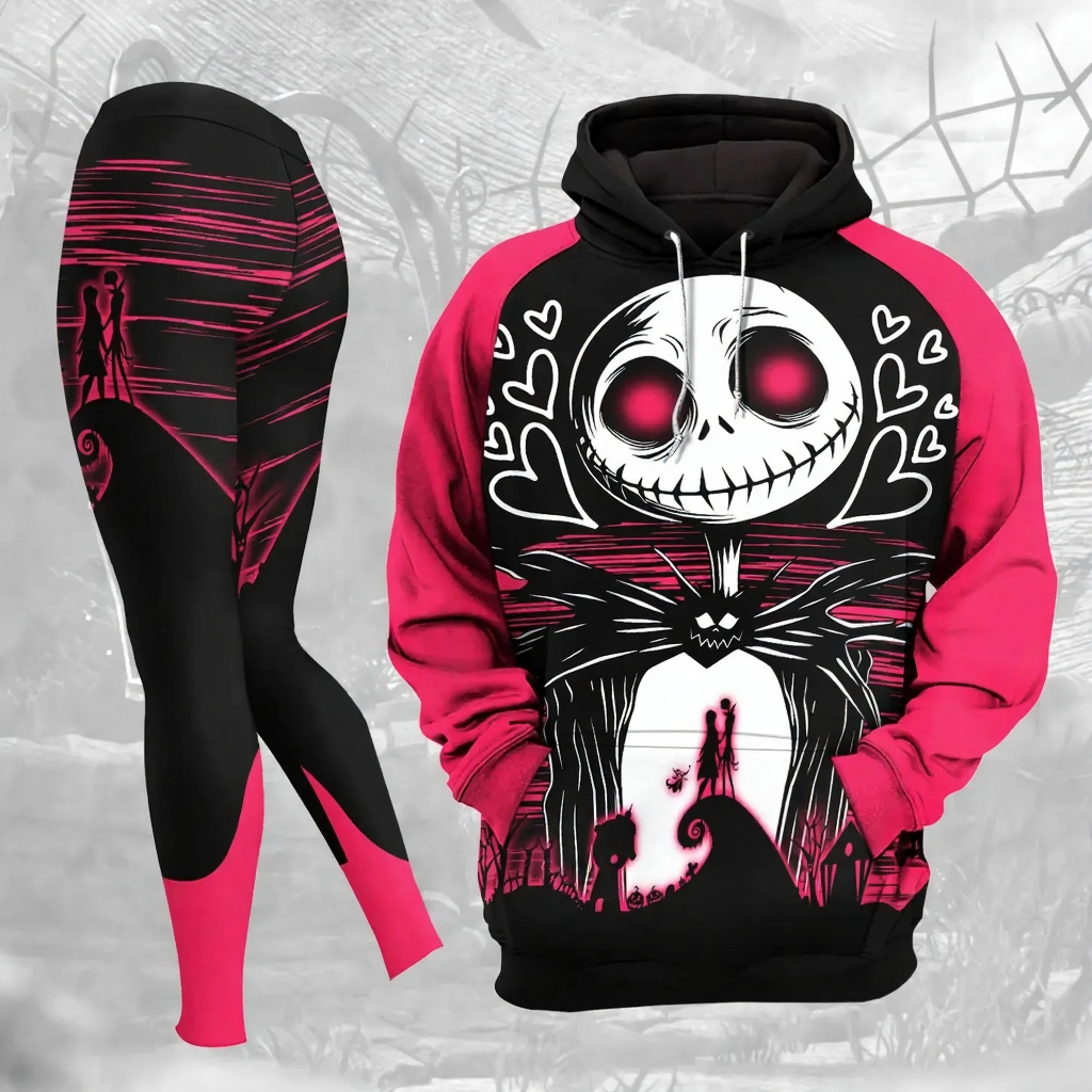 Personalized Spooky Couple Hoodie and Leggings Set | Halloween & Christmas Gift for Her