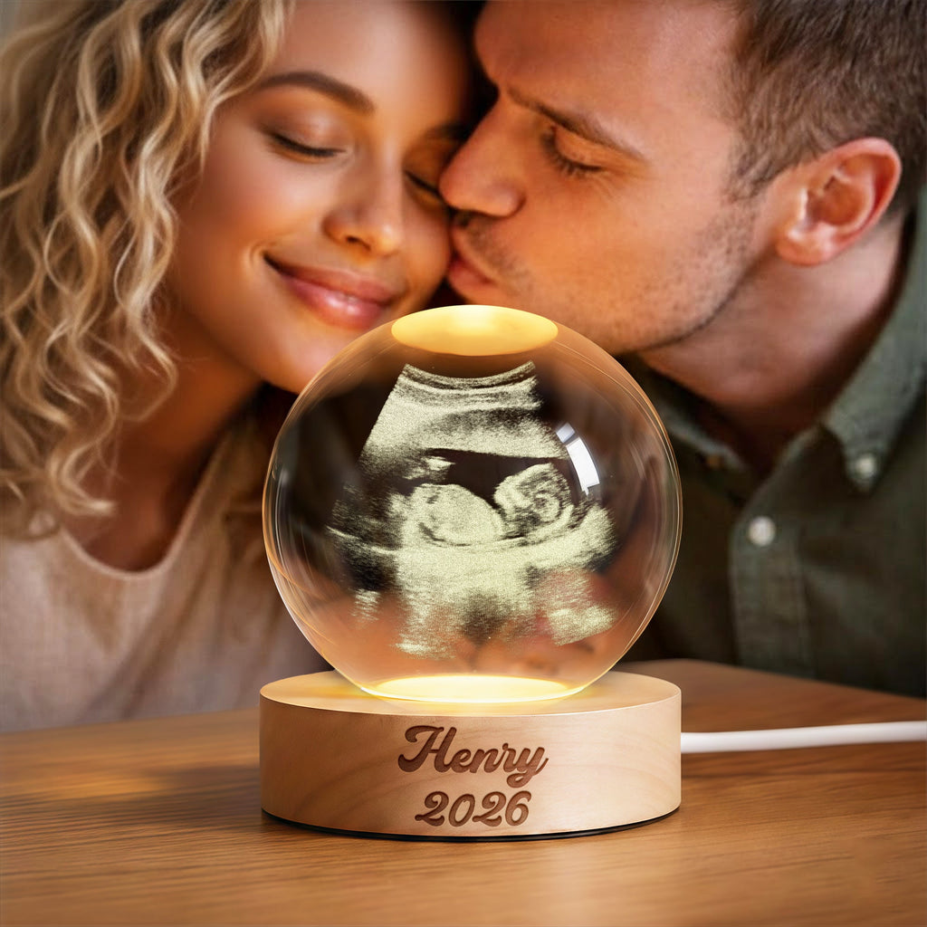 Personalized 3D Engraved Crystal Ball LED Night Light Gift for Family Engraved 3D Crystal Ball LED Night Light GradoCreations
