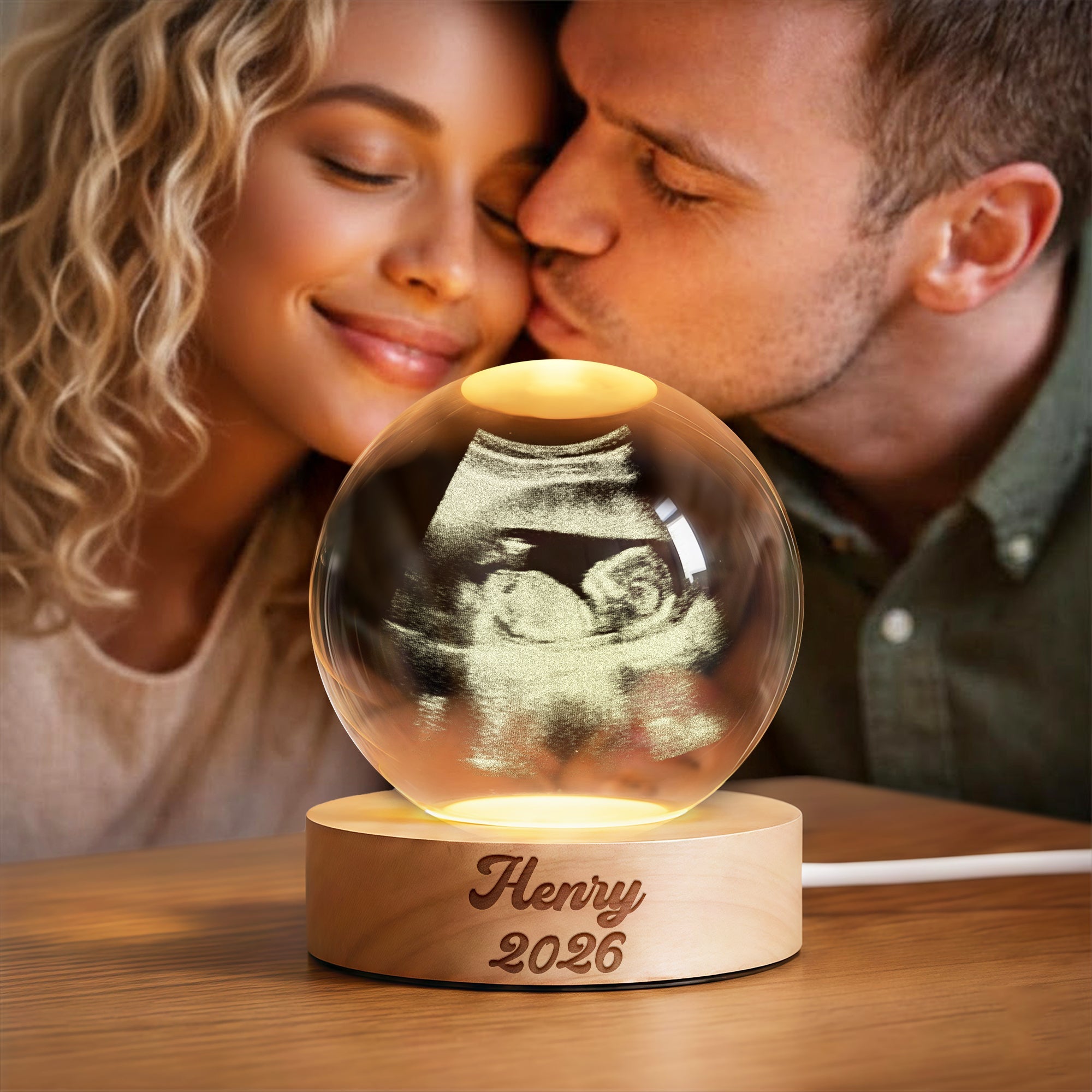 Personalized 3D Engraved Crystal Ball LED Night Light Gift for Family Engraved 3D Crystal Ball LED Night Light GradoCreations
