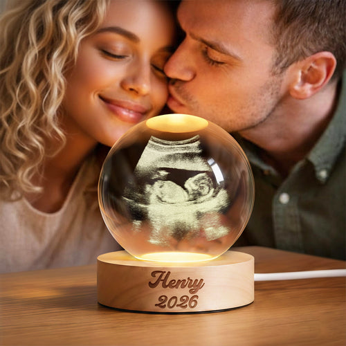 Personalized 3D Engraved Crystal Ball LED Night Light Gift for Family Engraved 3D Crystal Ball LED Night Light GradoCreations