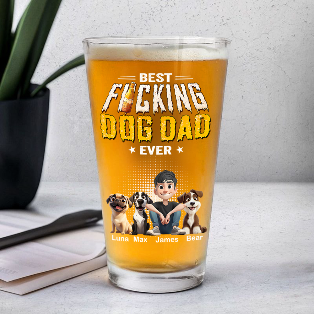 Personalized Beer Glass Best Dog Dad Gift for Father's Day HN590 - Print Beer Glass GradoCreations