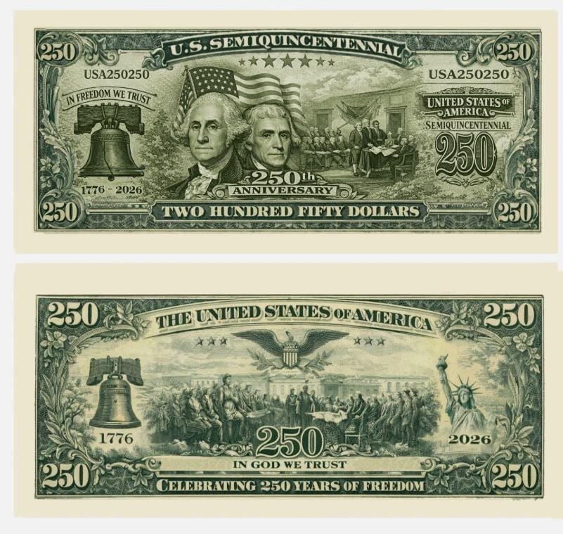 Pack of 20 Commemorative Bills 250th Anniversary Gift for Family Commemorative Bills GradoCreations