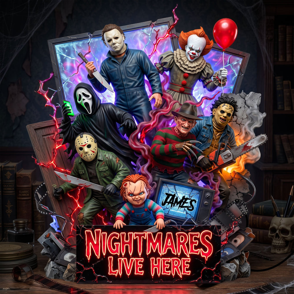 Personalized Acrylic Light Box with Horror Characters - Halloween Gift Acrylic Light Box GradoCreations